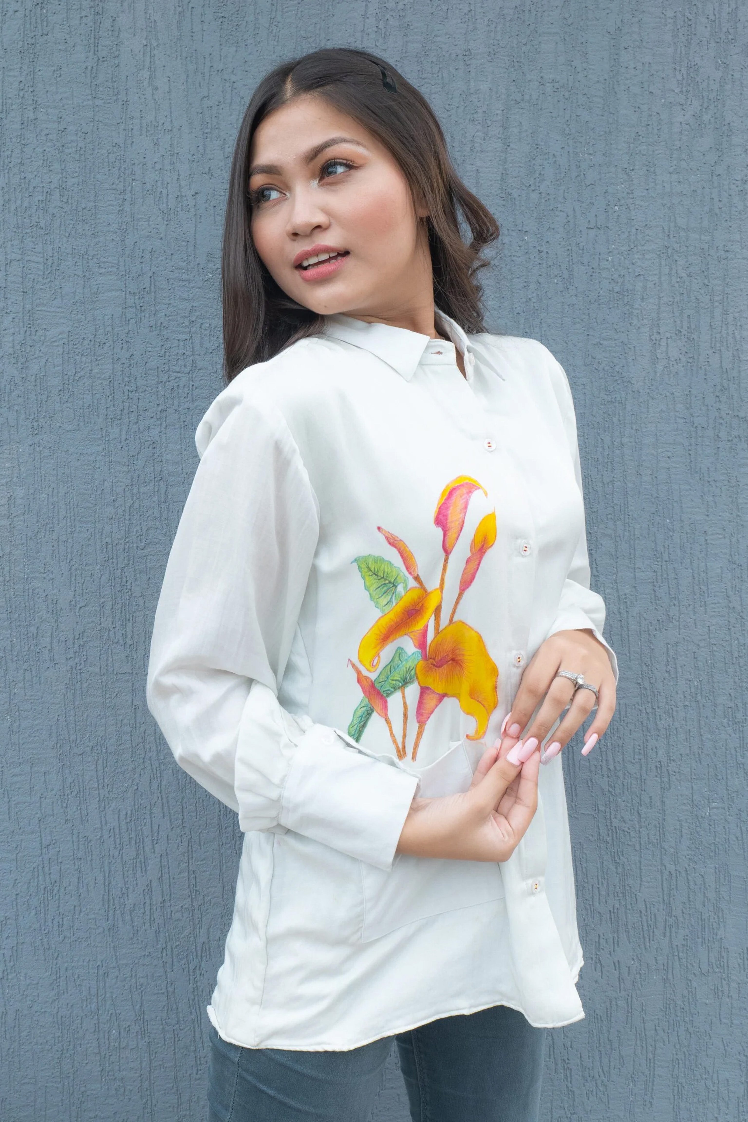 Hand Painted Tulip Shirt