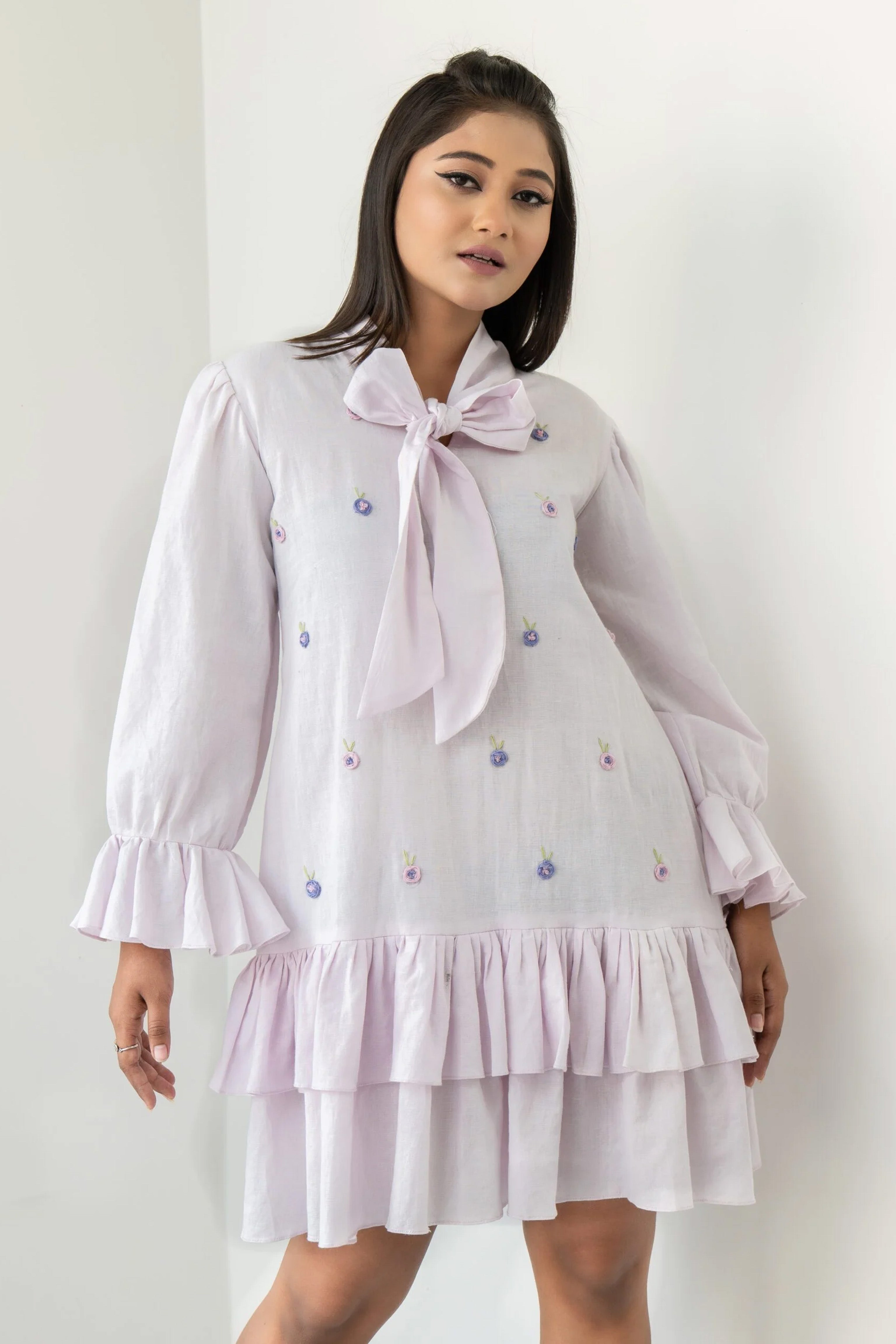 Lilac gathered dress