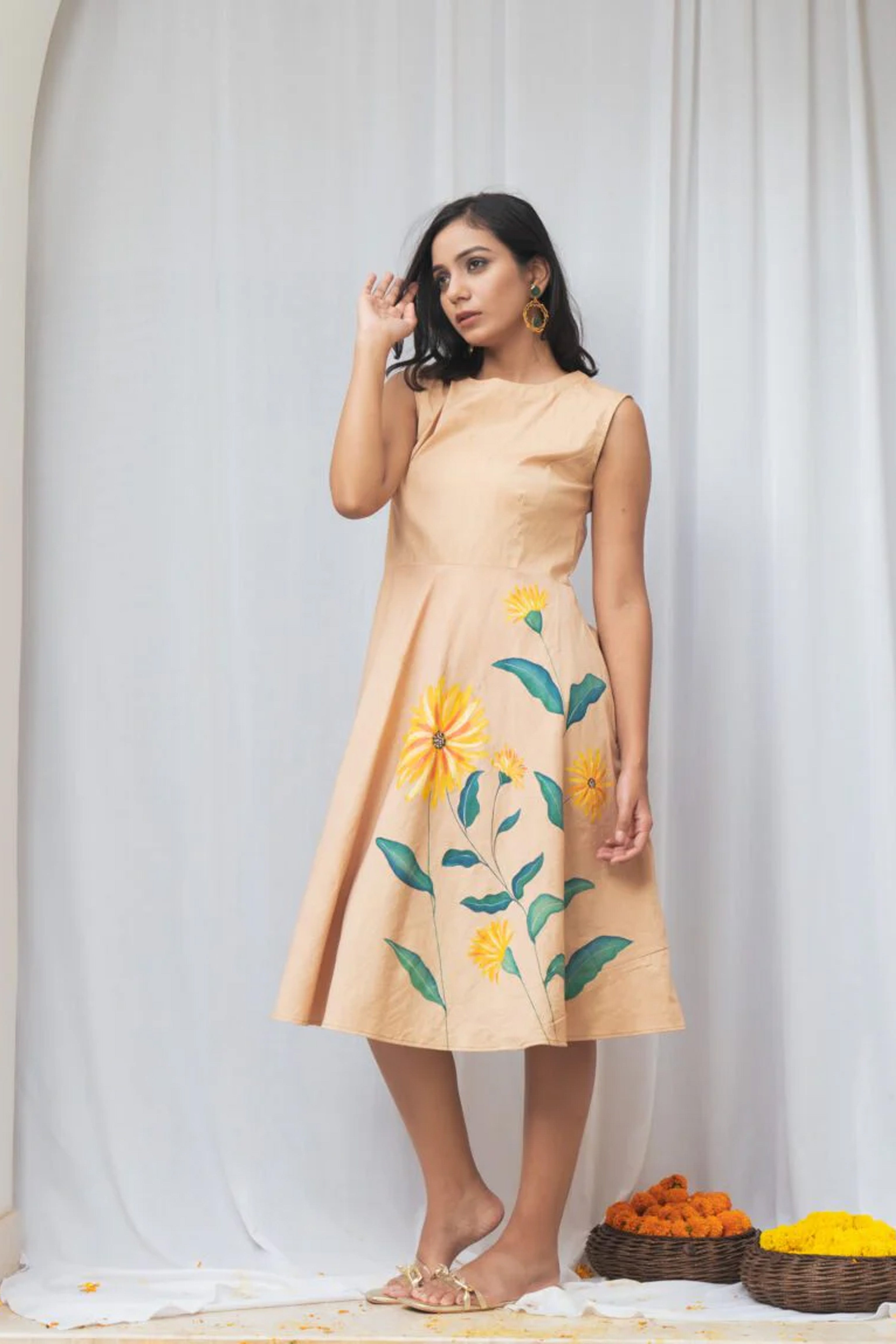 Hand painted sunflower motif