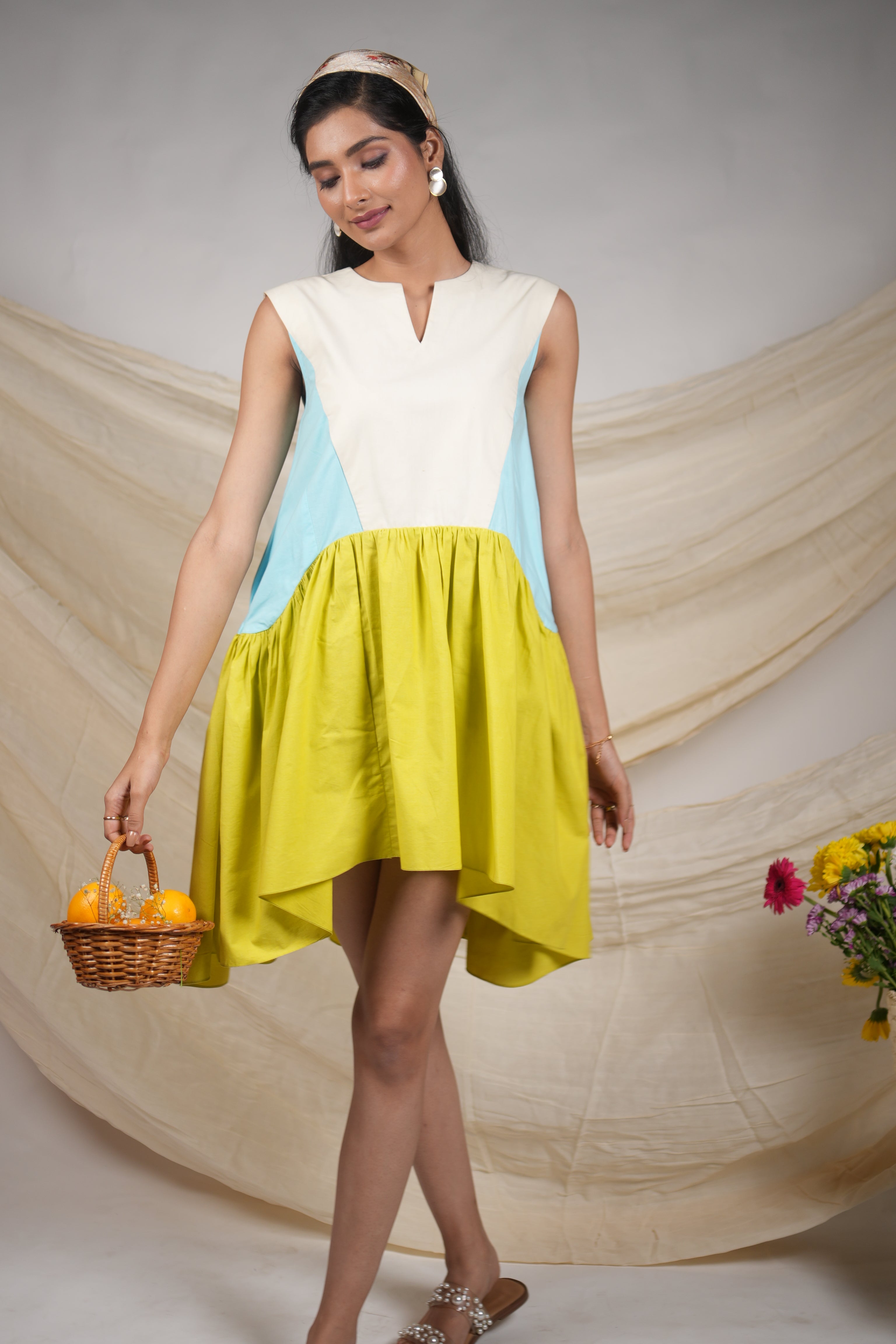 Blossom breeze- Tri color dress
