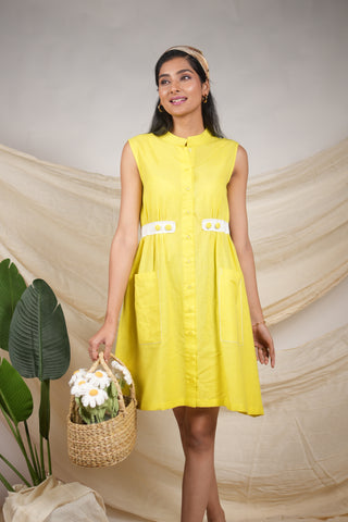 Lemon Sorbet- Neon belted dress