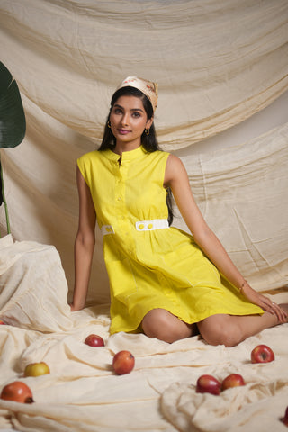 Lemon Sorbet- Neon belted dress