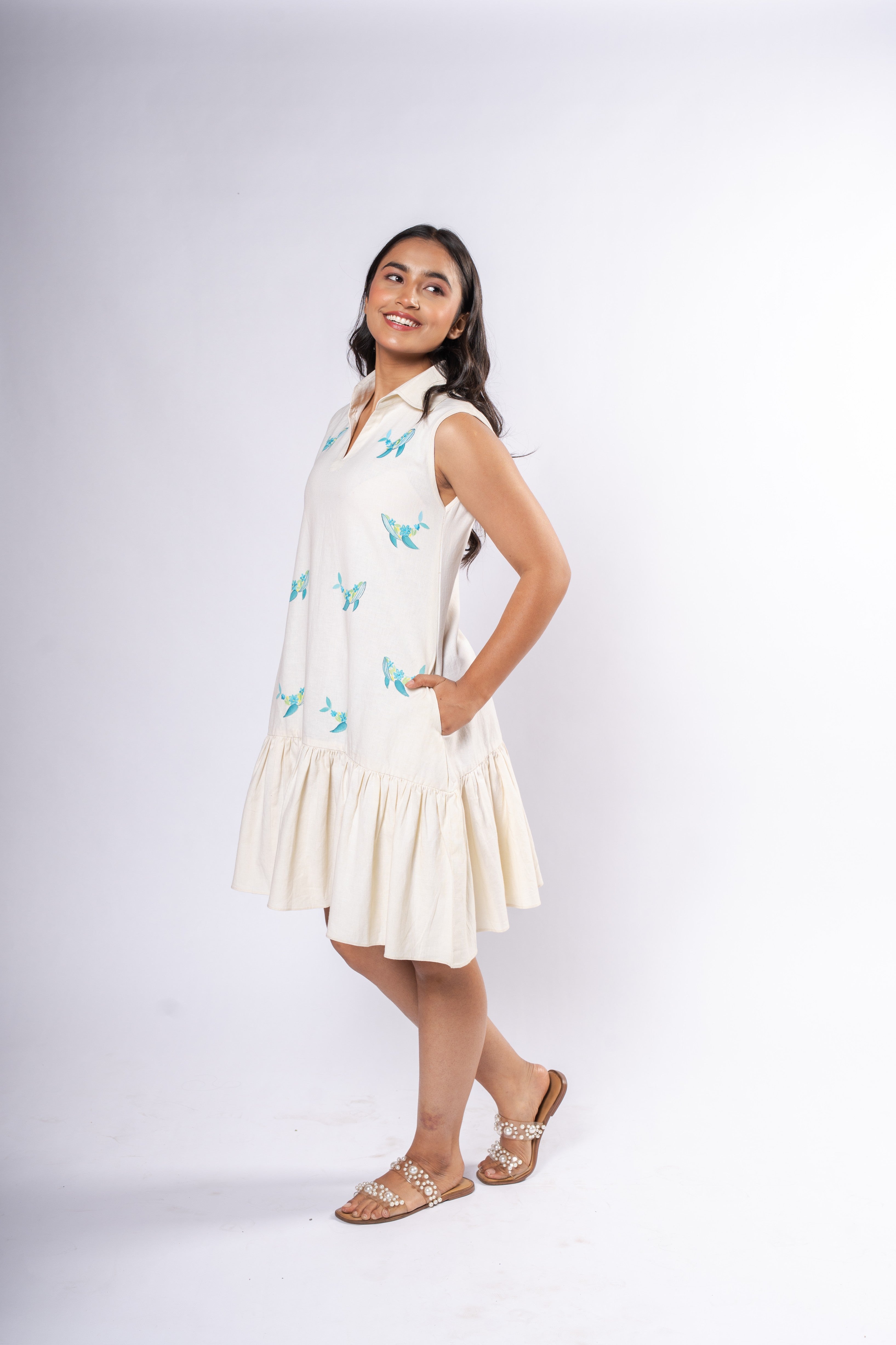 Ocean Whispers- Hand painted dolphin dress
