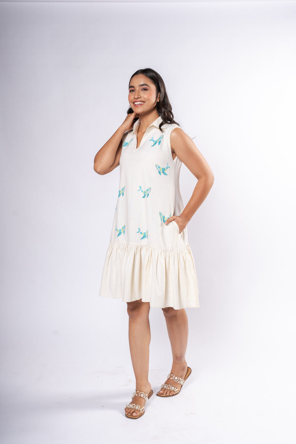 Ocean Whispers- Hand painted dolphin dress