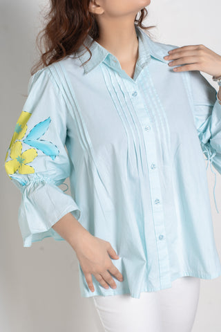 Sky Bloom Pintuck Shirt