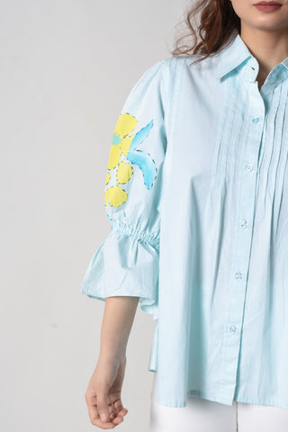 Sky Bloom Pintuck Shirt