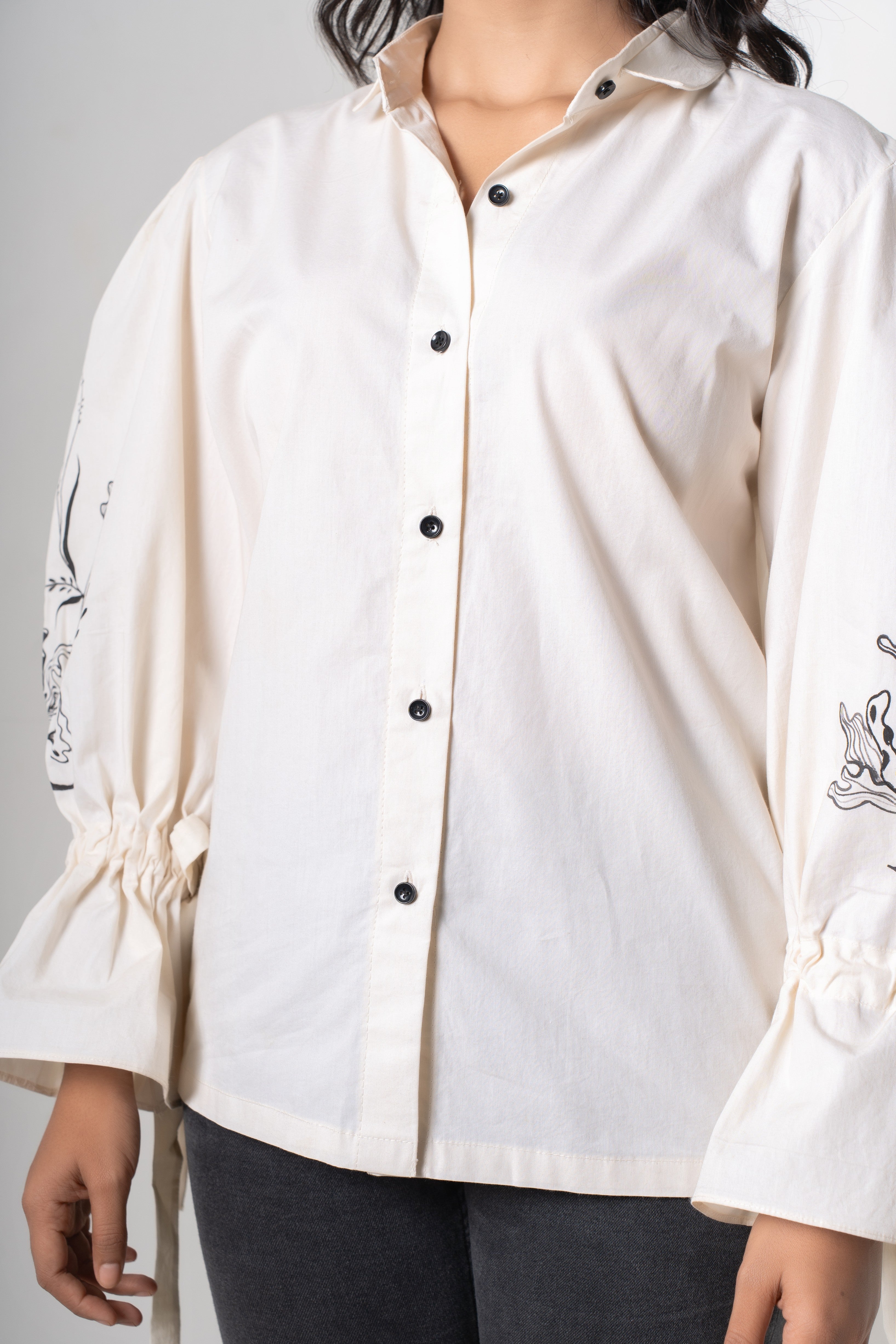 Noir Bloom Puff Sleeve Shirt