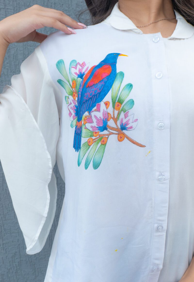 Hand Painted Bird Shirt.