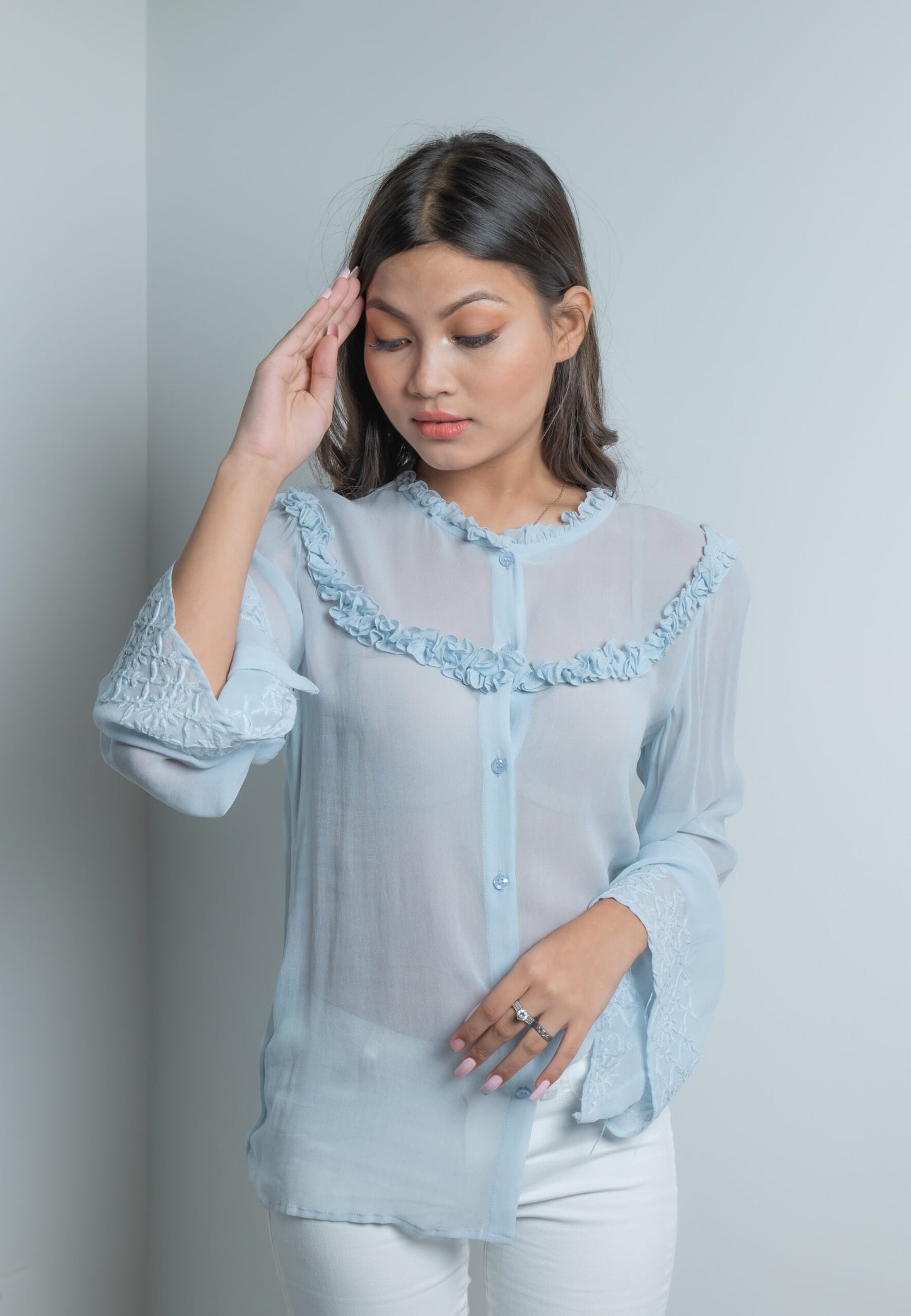 Chikankari Frill Shirt