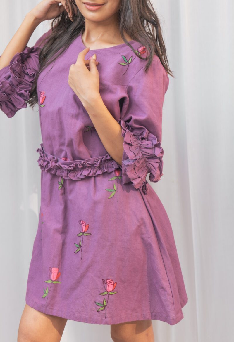 Handpainted rose motif dress