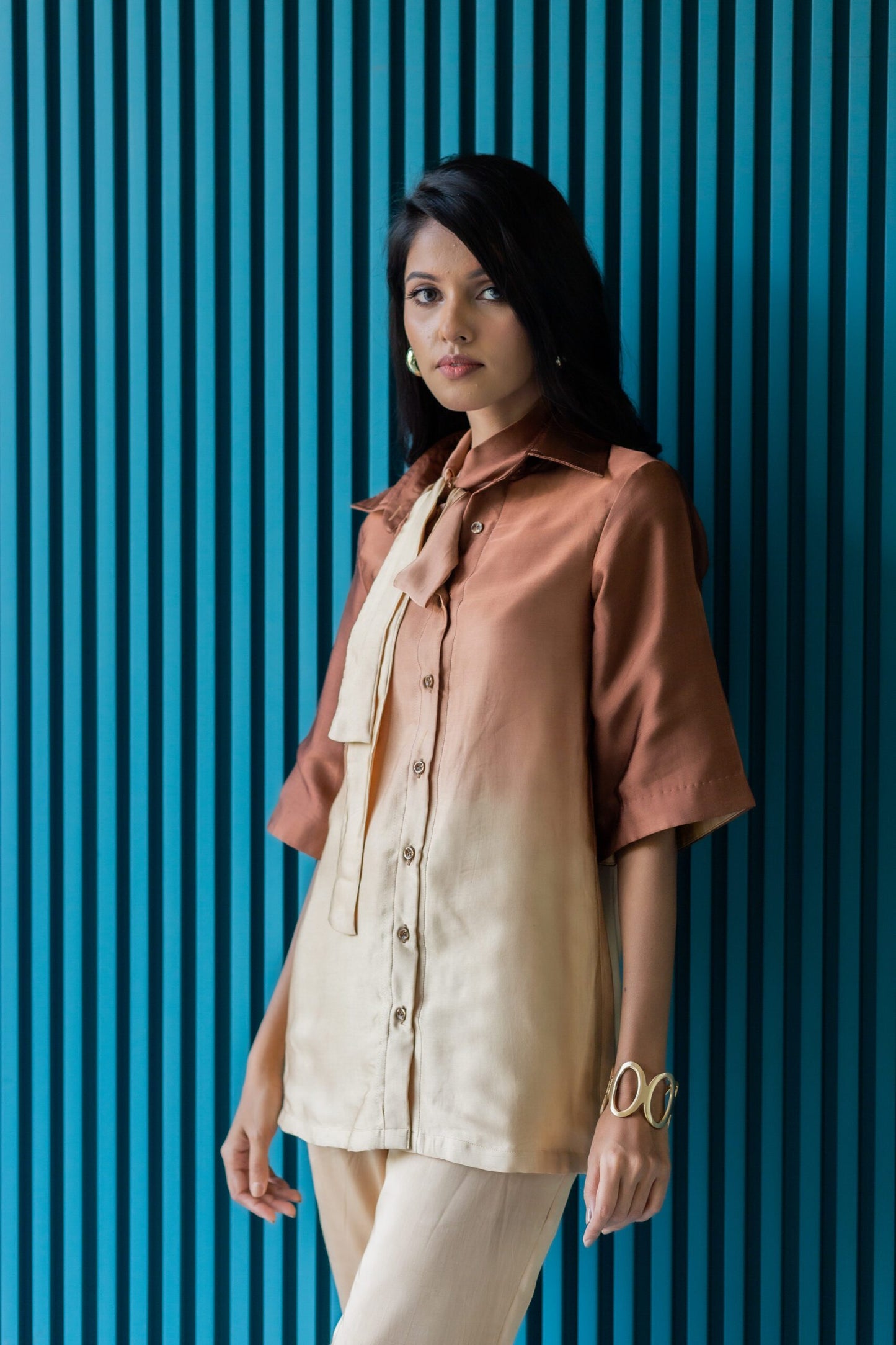 Umber rays – Brown ombre dress